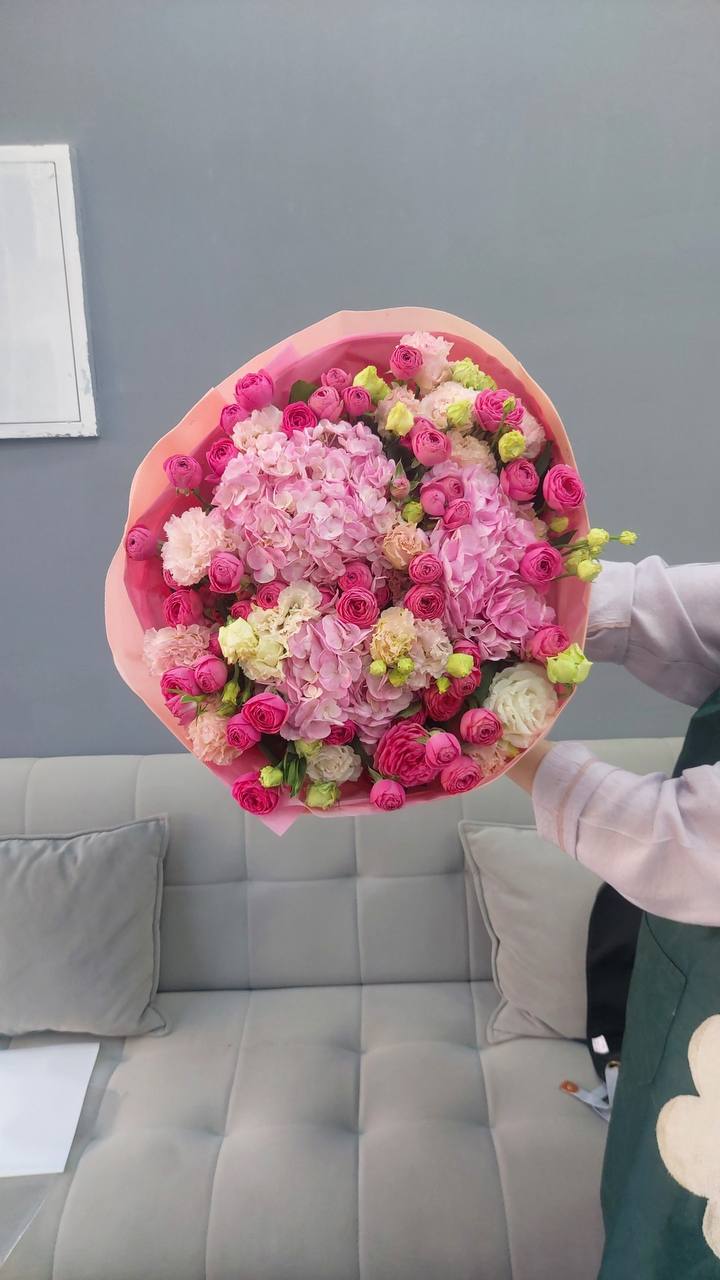 Pink Hydrangea and Rose Bouquet